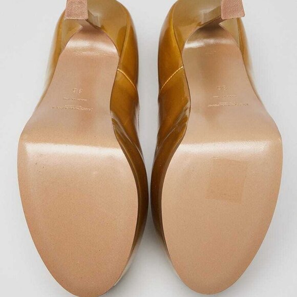 Yves Saint Laurent Gold Patent Leather Tribtoo Platform Pumps Size 5.5/36 - Picture 3 of 5
